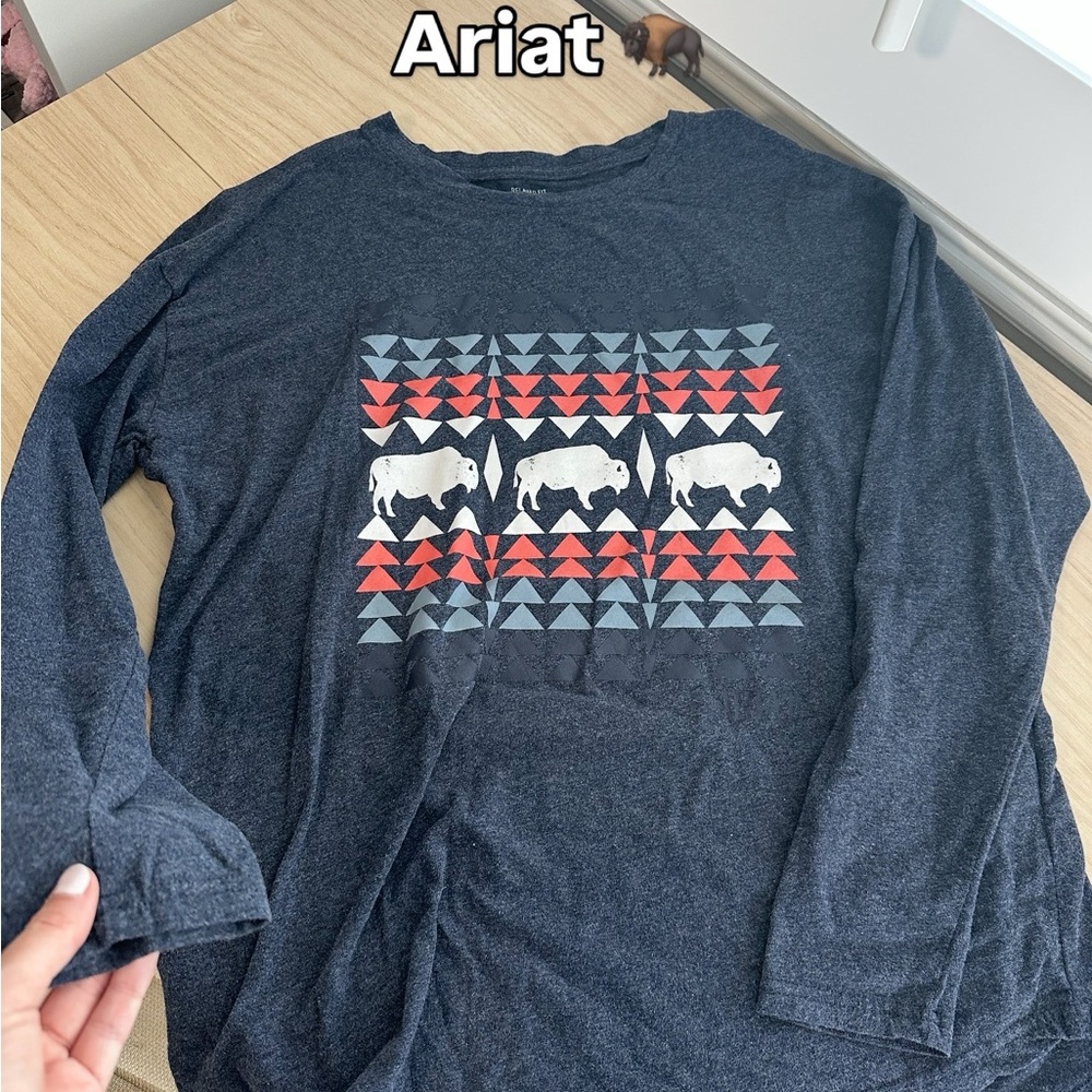 Ariat Navy Buffalo Graphic Long Sleeve Shirt